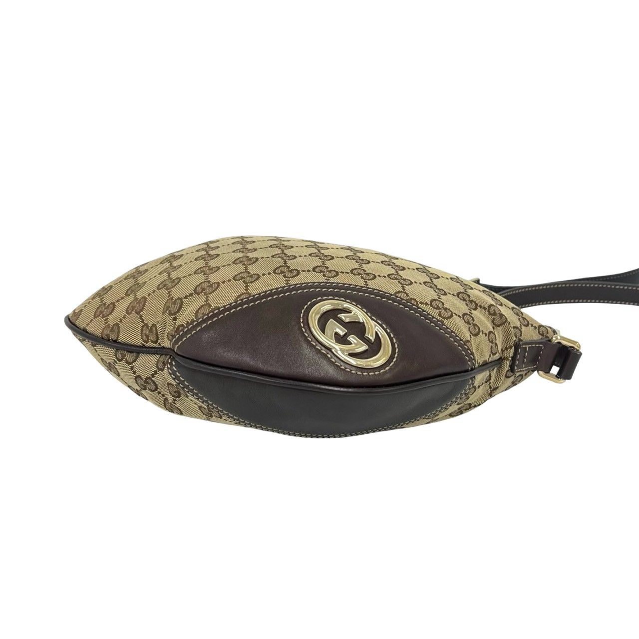 Gucci Bagged GG Logo Canvas Leather Shoulder Bag Pochette Cloth Brown — view 8