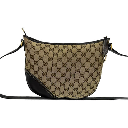 Gucci Bagged GG Logo Canvas Leather Shoulder Bag Pochette Cloth Brown — view 3