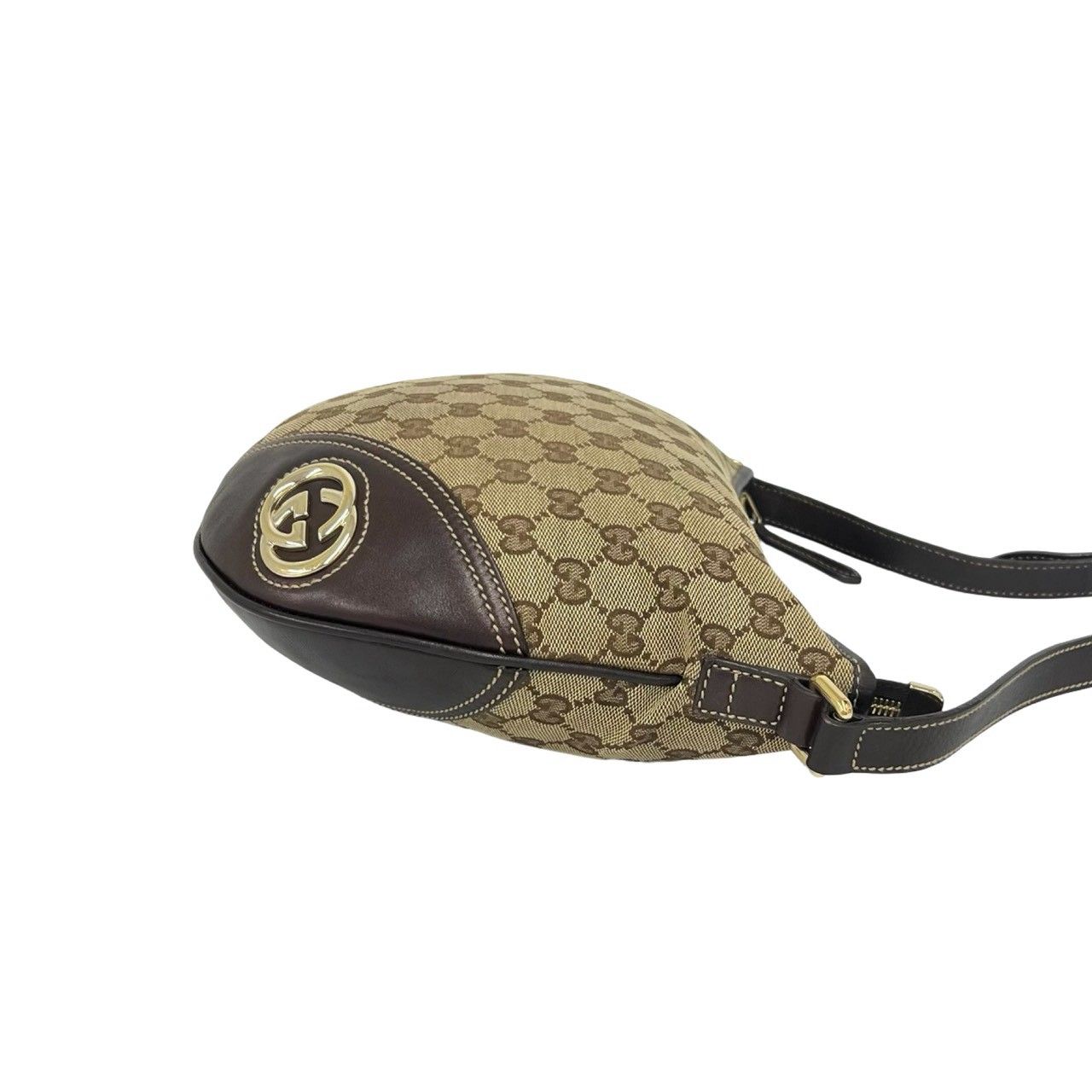 Gucci Bagged GG Logo Canvas Leather Shoulder Bag Pochette Cloth Brown — view 6