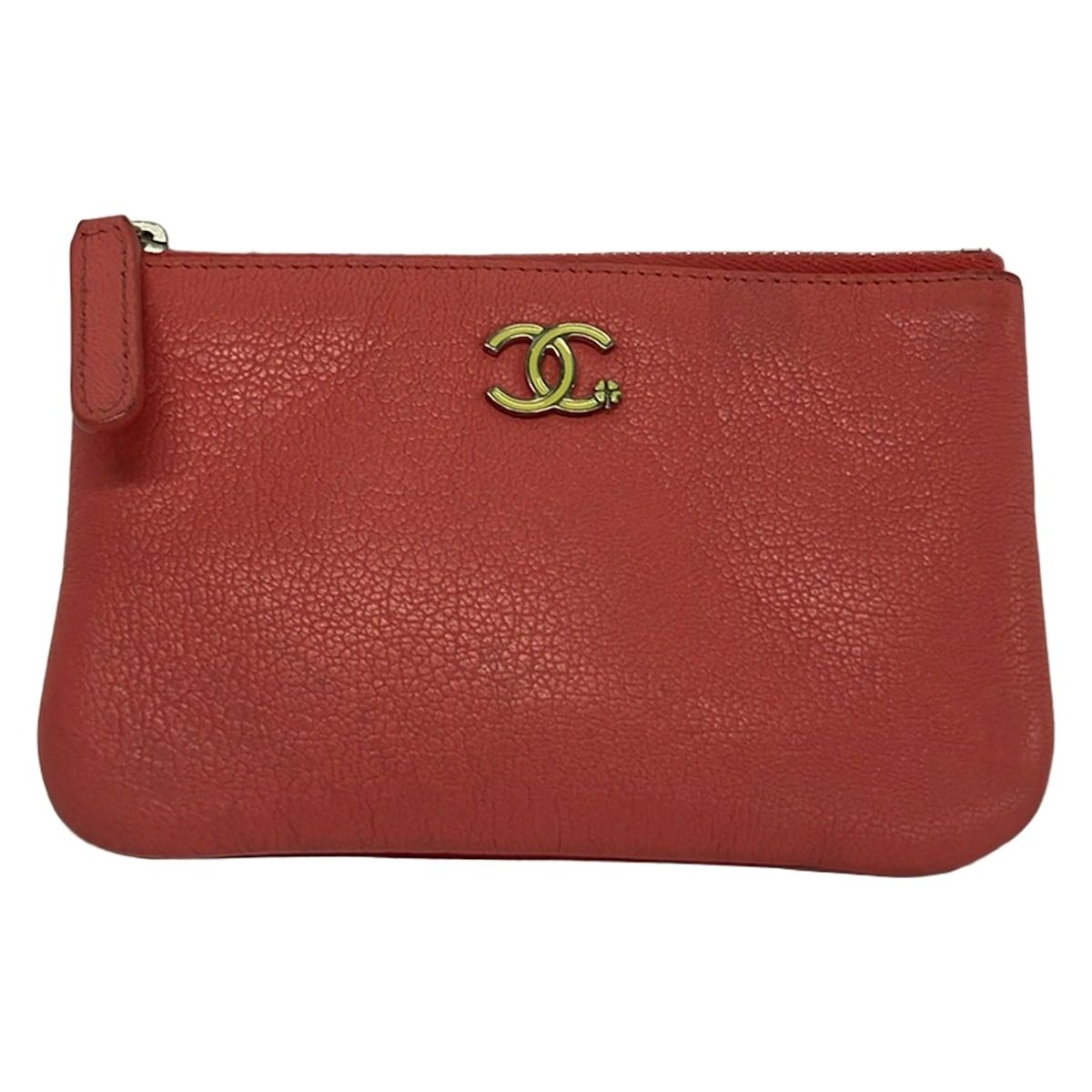 Chanel Pouch CC Petite Camellia Pink Silver Flower Leather