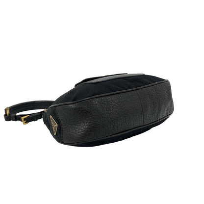 Prada Nylon Leather Shoulder Bag Tote Black Brown — view 7