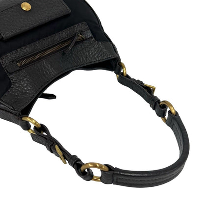Prada Nylon Leather Shoulder Bag Tote Black Brown — view 4