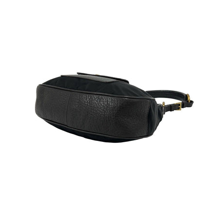 Prada Nylon Leather Shoulder Bag Tote Black Brown — view 8