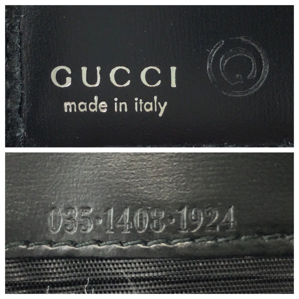 Gucci Vintage Interlocking Black Silver Suede Compact Wallet — view 5