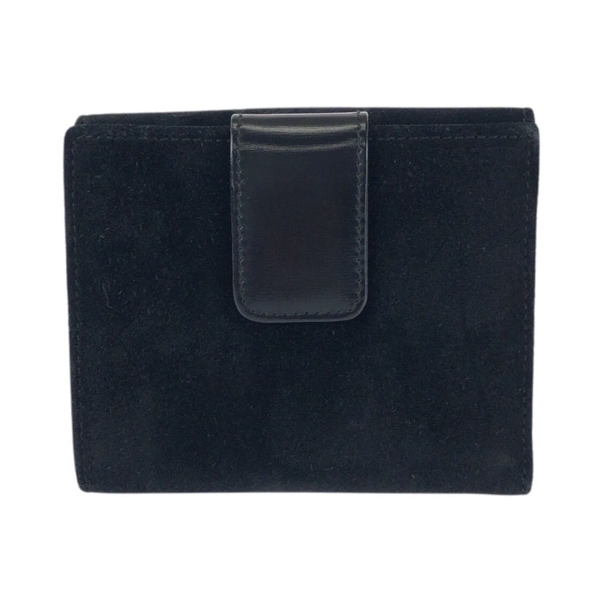 Gucci Vintage Interlocking Black Silver Suede Compact Wallet — view 2