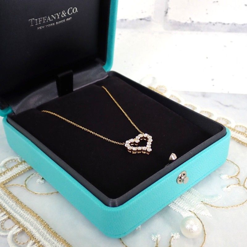 Tiffany & Co Sentimental Heart Necklace Gold Diamond