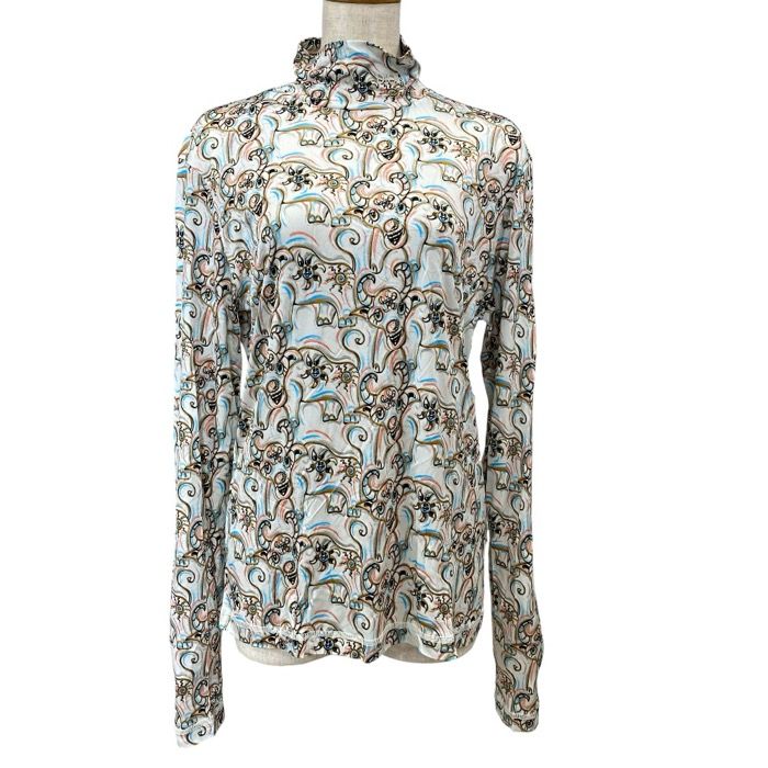 Dior Top Logo Turtleneck Top Rayon White Multicolor