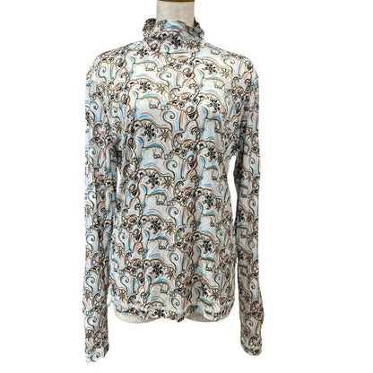Dior Top Logo Turtleneck Top Rayon White Multicolor