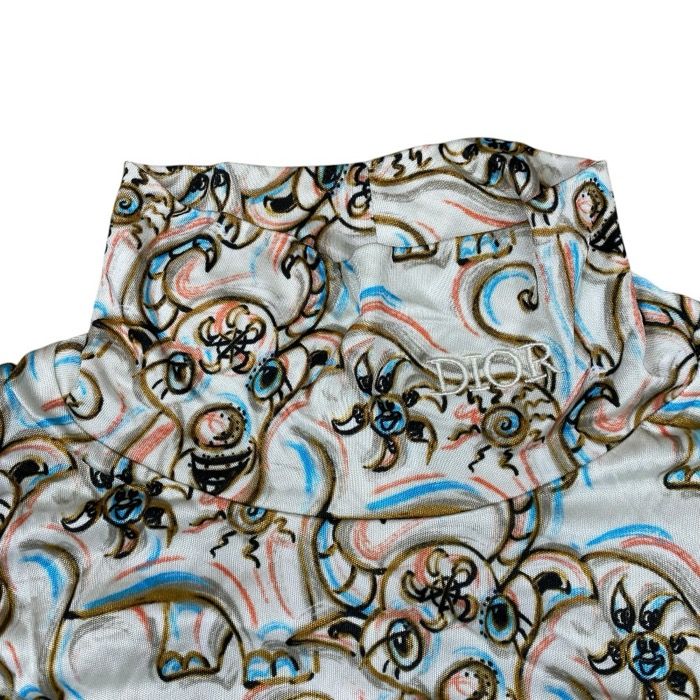 Dior Top Logo Turtleneck Top Rayon White Multicolor — view 5