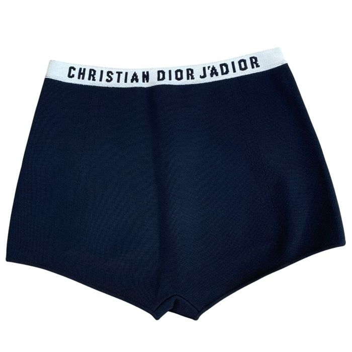 Dior J'adior Logo Band High Waist Shorts Rayon Nylon Black — view 2