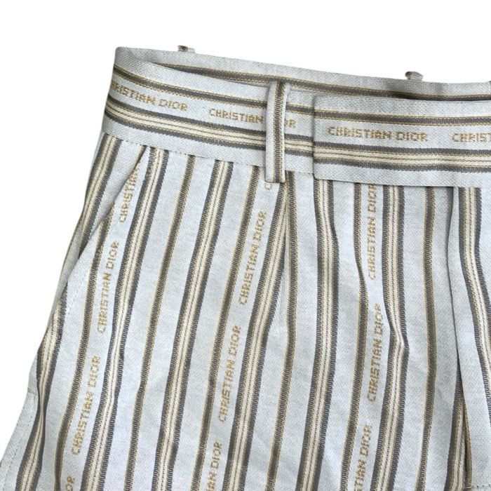 Dior Logo Striped Shorts Cotton Polyester Beige Multicolor — view 4