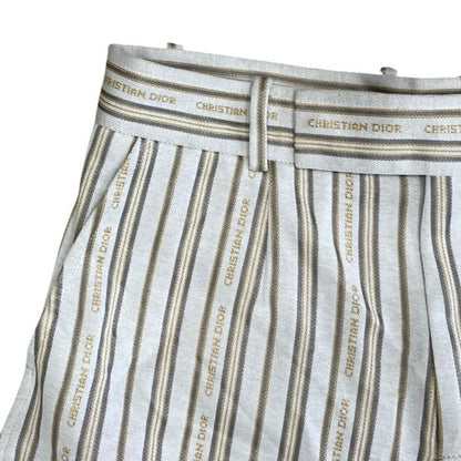 Dior Logo Striped Shorts Cotton Polyester Beige Multicolor — view 4
