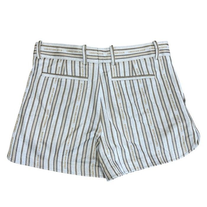 Dior Logo Striped Shorts Cotton Polyester Beige Multicolor — view 2