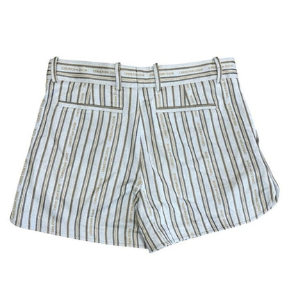 Dior Logo Striped Shorts Cotton Polyester Beige Multicolor — view 2