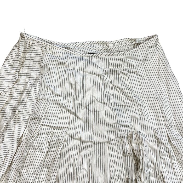 Fendi Striped Wrap Pleated Skirt Silk Beige White — view 7