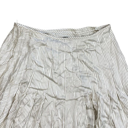 Fendi Striped Wrap Pleated Skirt Silk Beige White — view 7