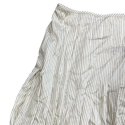 Fendi Striped Wrap Pleated Skirt Silk Beige White — view 4