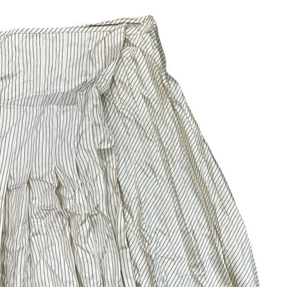 Fendi Striped Wrap Pleated Skirt Silk Beige White — view 3