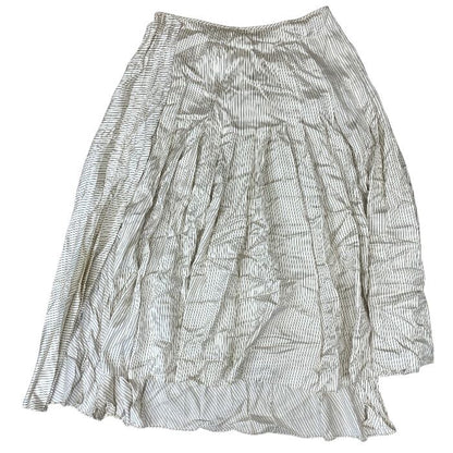 Fendi Striped Wrap Pleated Skirt Silk Beige White — view 2