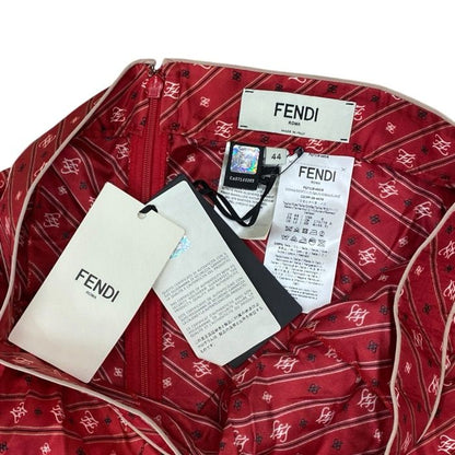 Fendi FF Monogram Logo Skirt Silk Red Black White — view 7