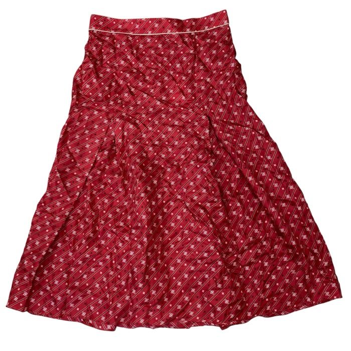 Fendi FF Monogram Logo Skirt Silk Red Black White