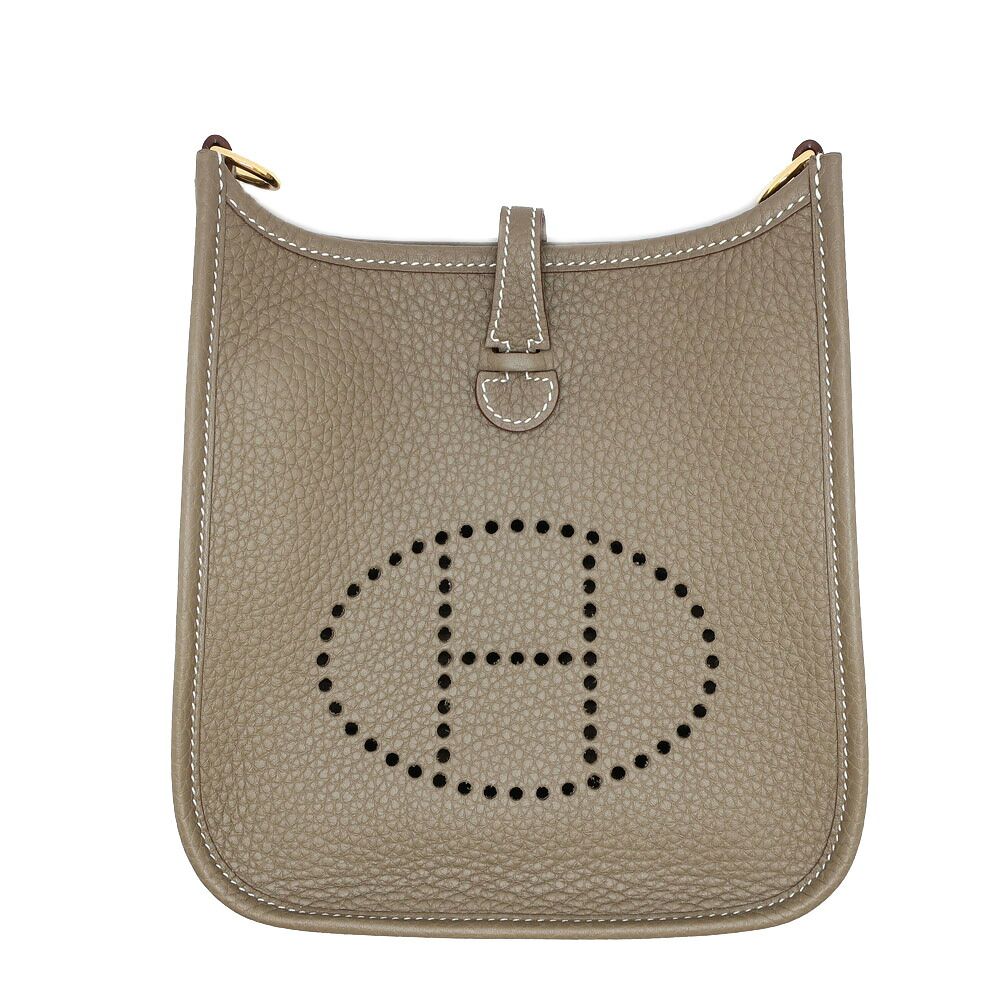 Hermes white: Evelyne TPM Etoupe Gold Around Shoulder Back
