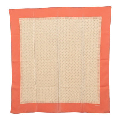 Chanel CC Logo Scarf Large Pink Beige Silk