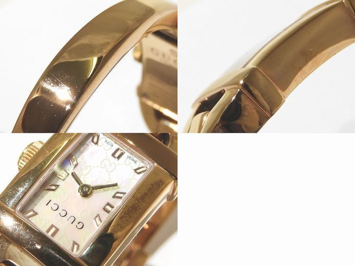Gucci Bangle Watch Quartz PG Color GG Pattern Shell Dial Bamboo — view 3