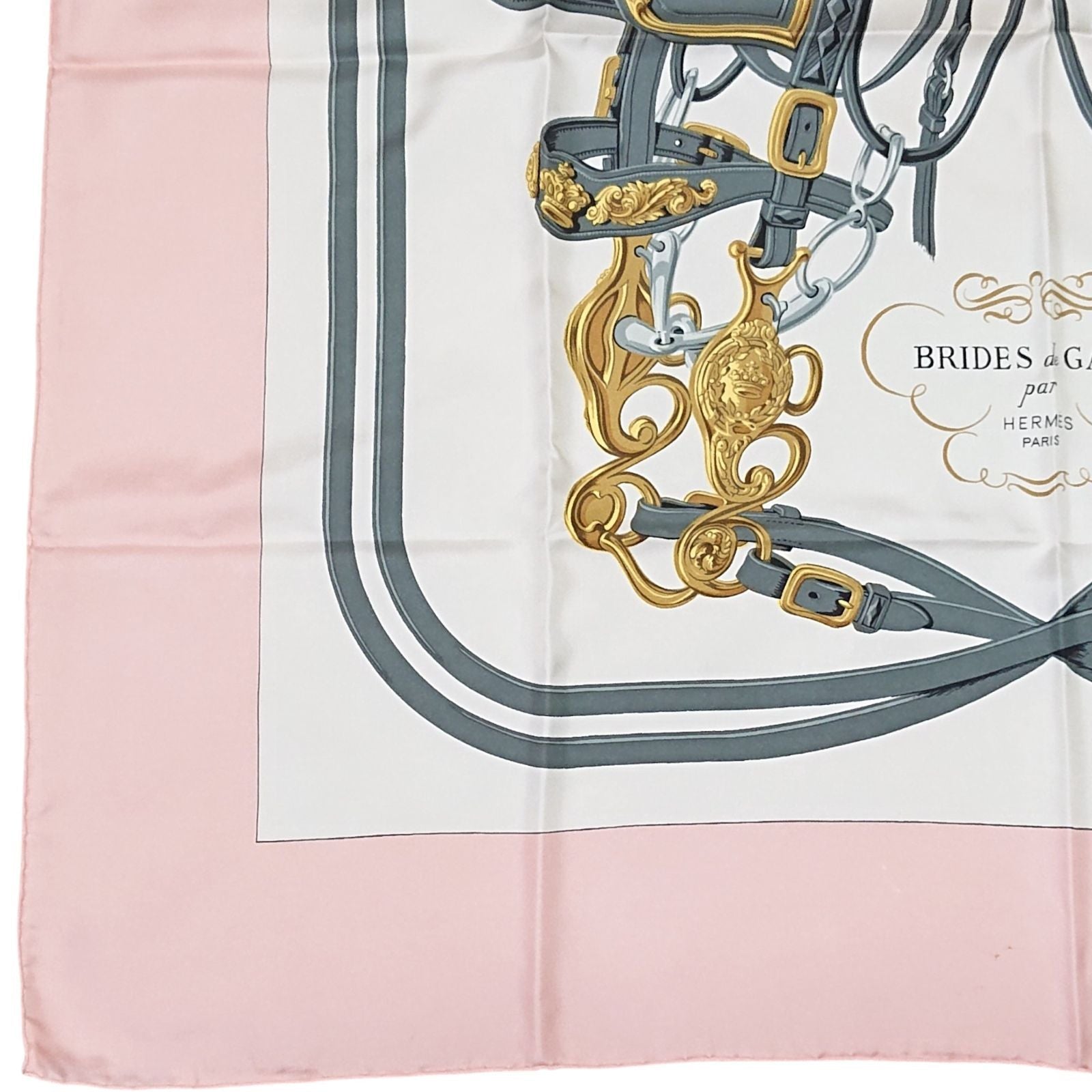 Hermes Carre 90 Brides de Gala Pink Silk 100% Scarf — view 2