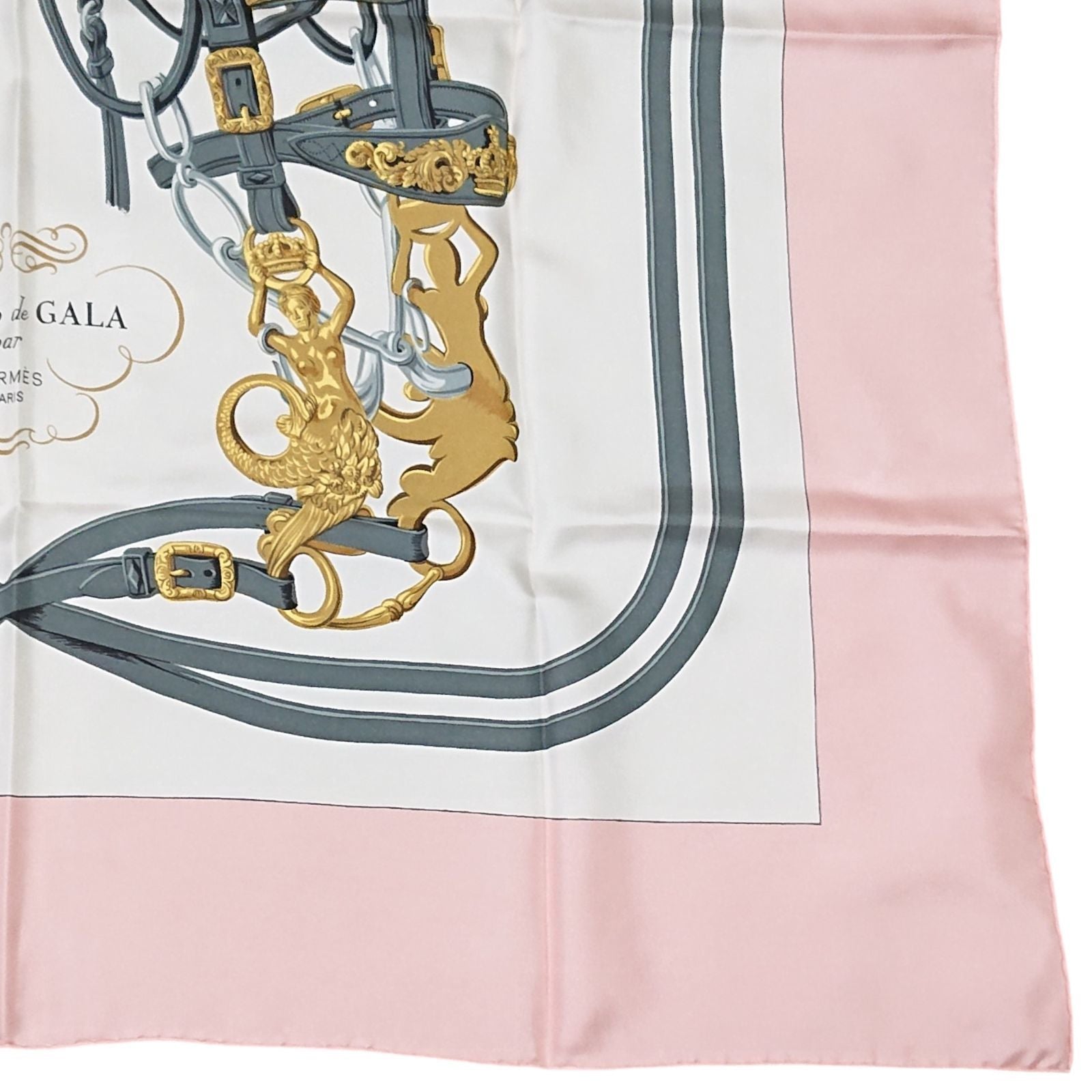 Hermes Carre 90 Brides de Gala Pink Silk 100% Scarf — view 3