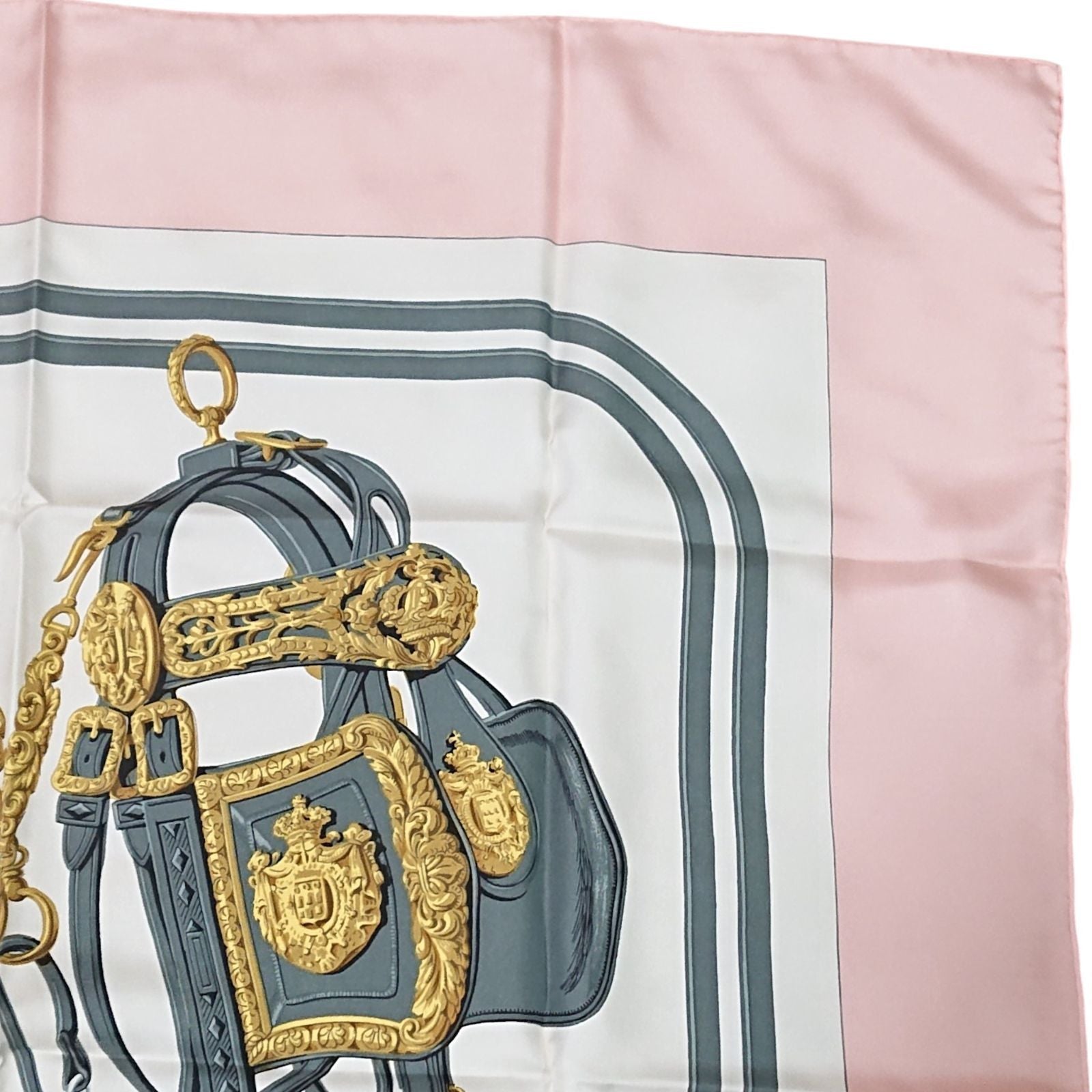 Hermes Carre 90 Brides de Gala Pink Silk 100% Scarf — view 4