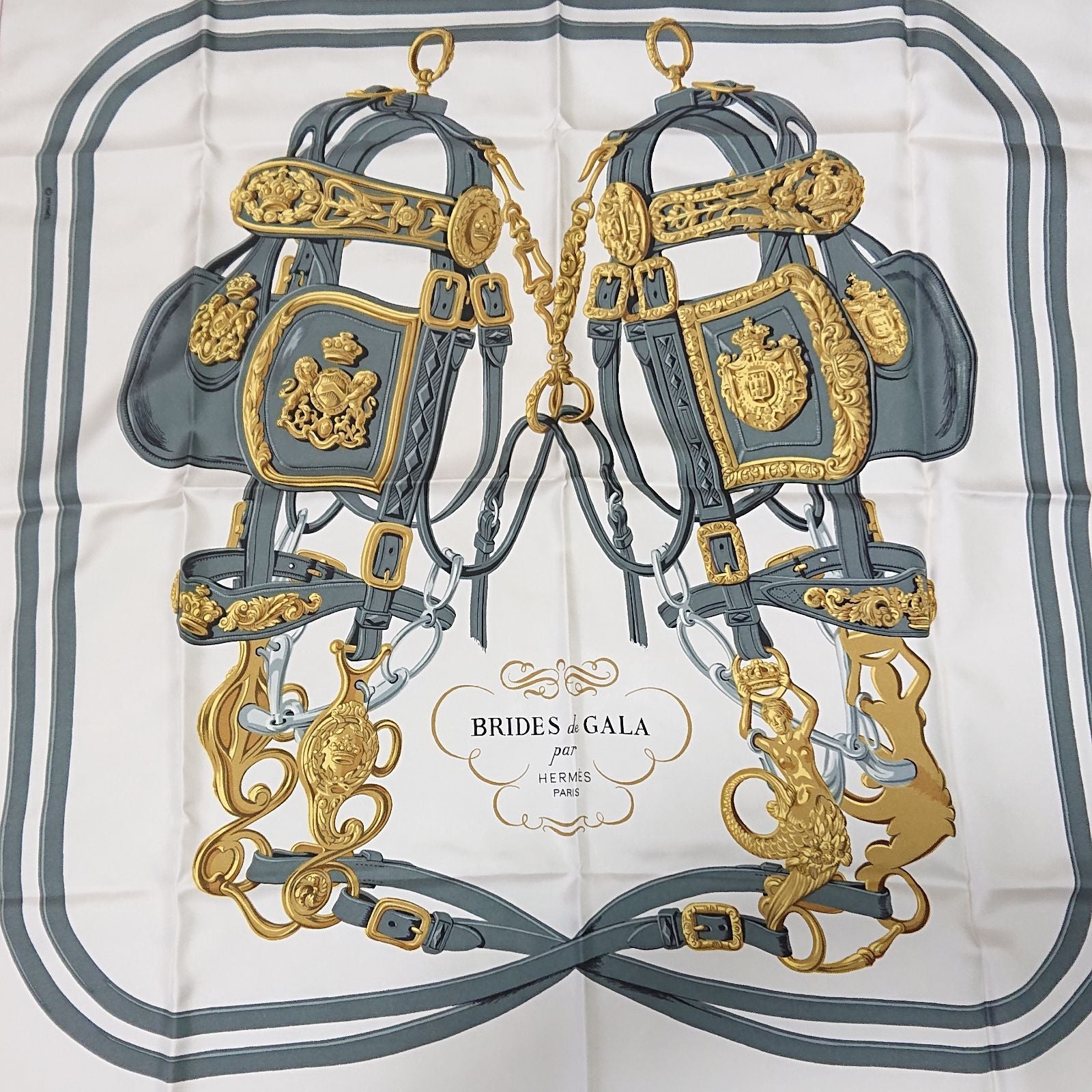 Hermes Carre 90 Brides de Gala Pink Silk 100% Scarf — view 7