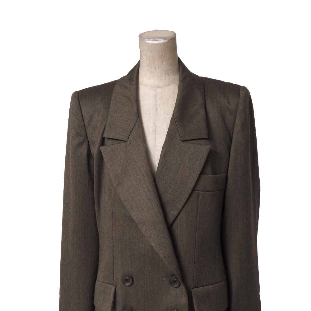 Saint Laurent Vintage Skirt Suit S Tailored Jacket Blazer Double Breasted Tuck — view 3