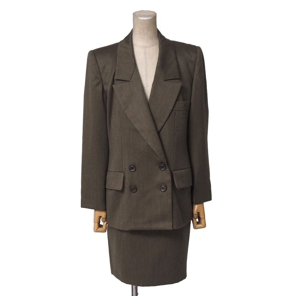 Saint Laurent Vintage Skirt Suit S Tailored Jacket Blazer Double Breasted Tuck