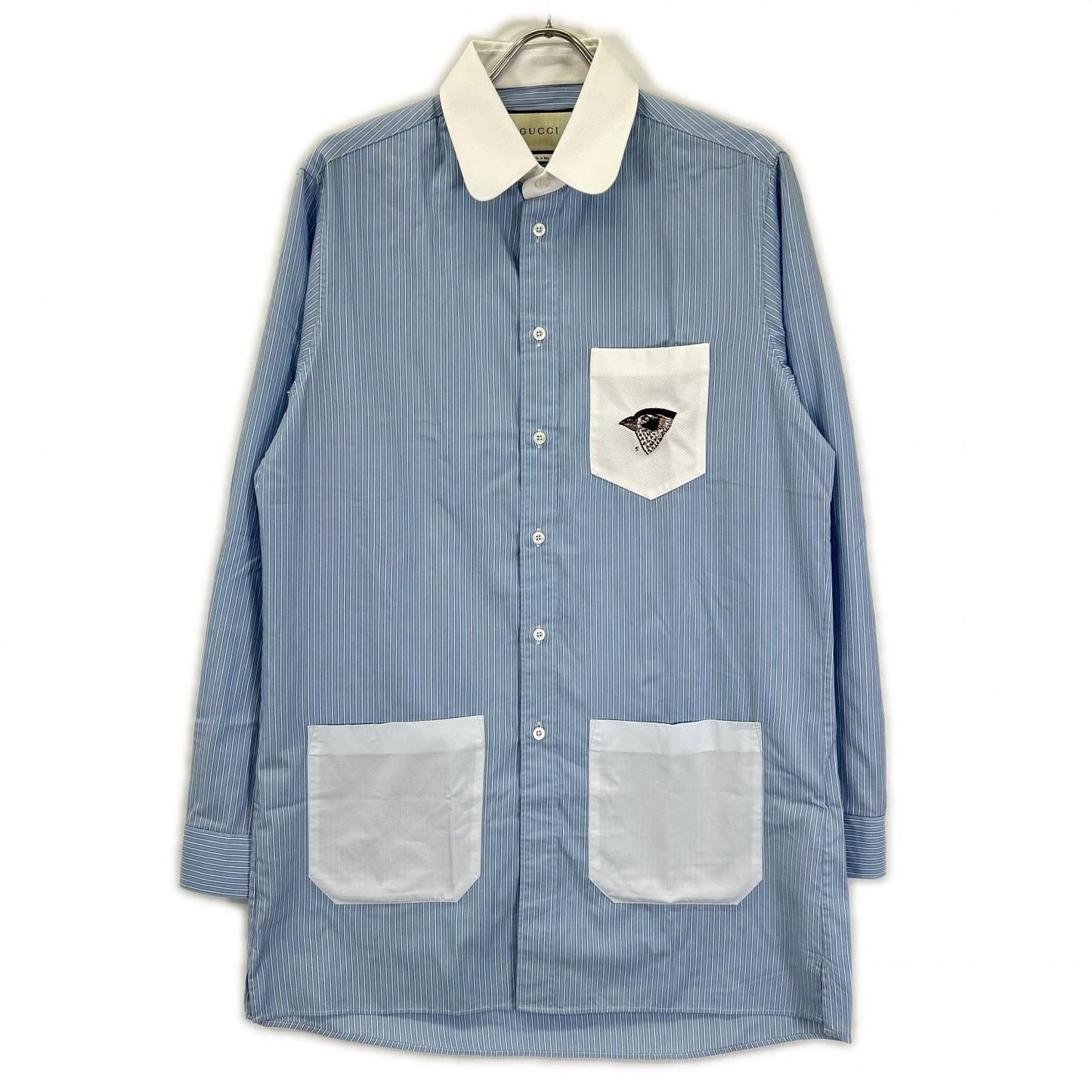 Gucci Made Lightblue Stripe embroidery Ron shirt 40