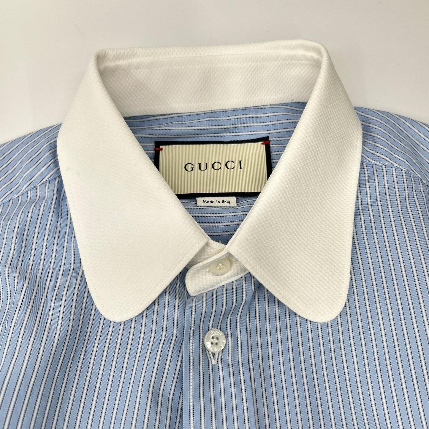 Gucci Made Lightblue Stripe embroidery Ron shirt 40 — view 8
