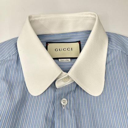 Gucci Made Lightblue Stripe embroidery Ron shirt 40 — view 8
