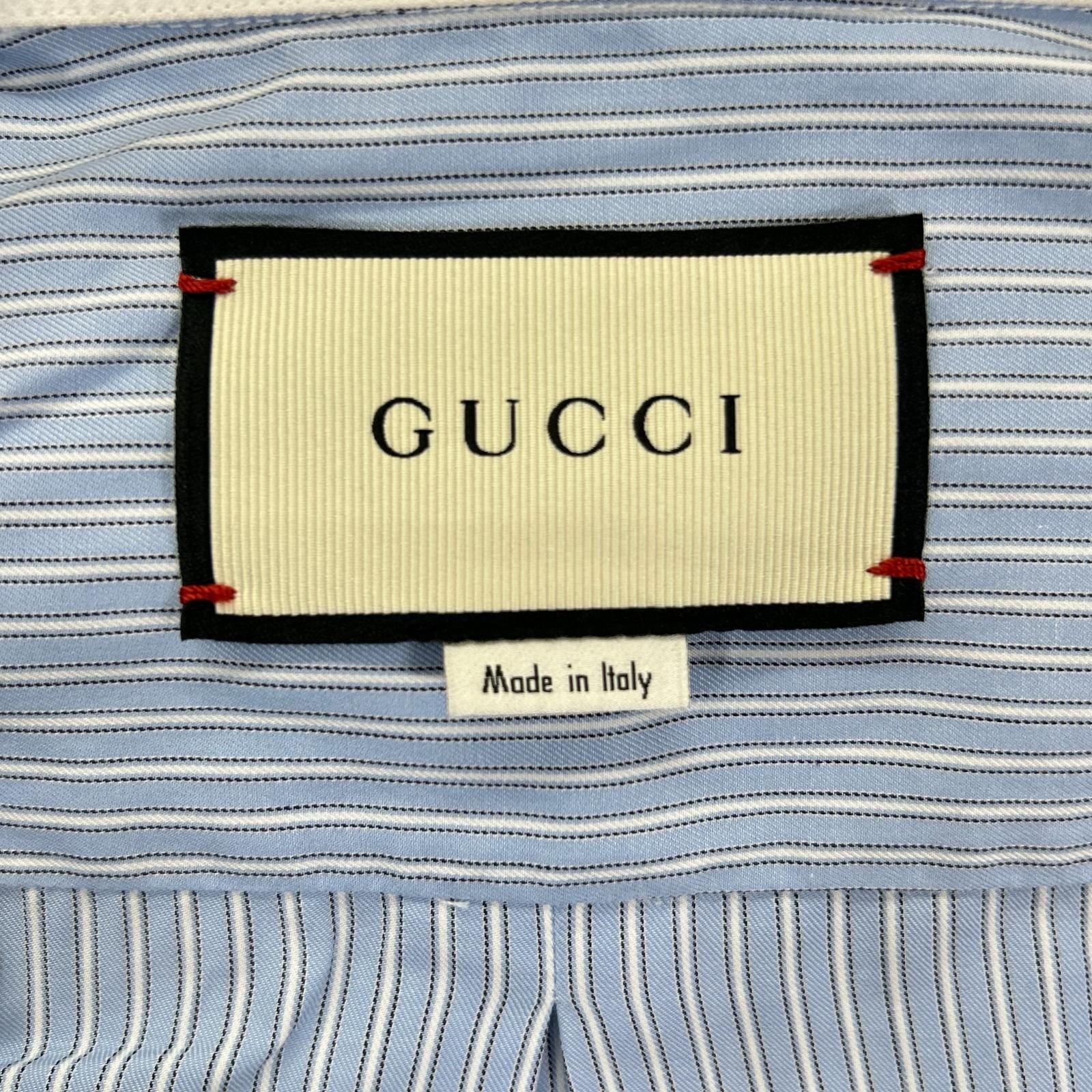 Gucci Made Lightblue Stripe embroidery Ron shirt 40 — view 4