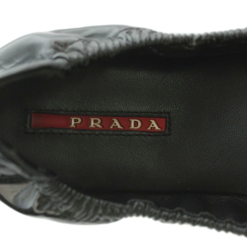 Prada Linea Rossa Ballet Shoes Nylon Ribbon Patent Black 36 — view 8