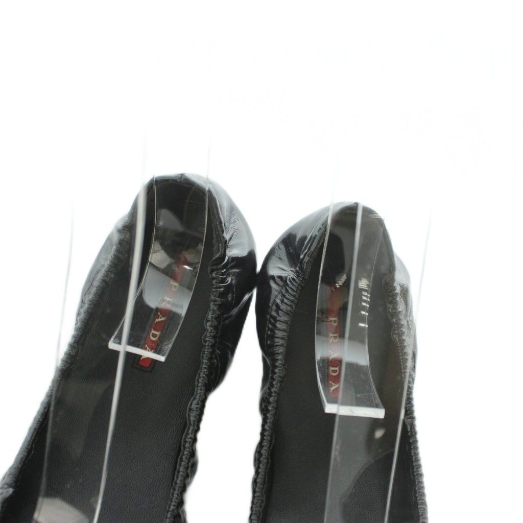 Prada Linea Rossa Ballet Shoes Nylon Ribbon Patent Black 36 — view 4