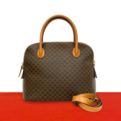 Celine Vintage Macadamia Brazon Leather 2-Way Shoulder Bag Brown