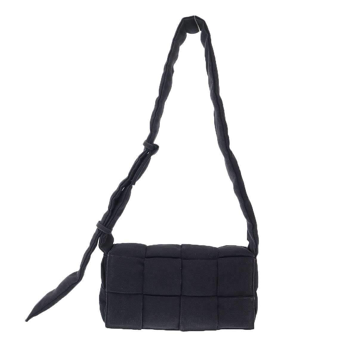 Bottega Veneta Padded Tech Cassette Canvas Intrecciato Shoulder Bag Black