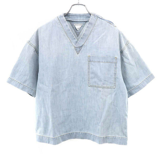 Bottega Veneta Neck Denim T-Shirt Indigo Blue XS