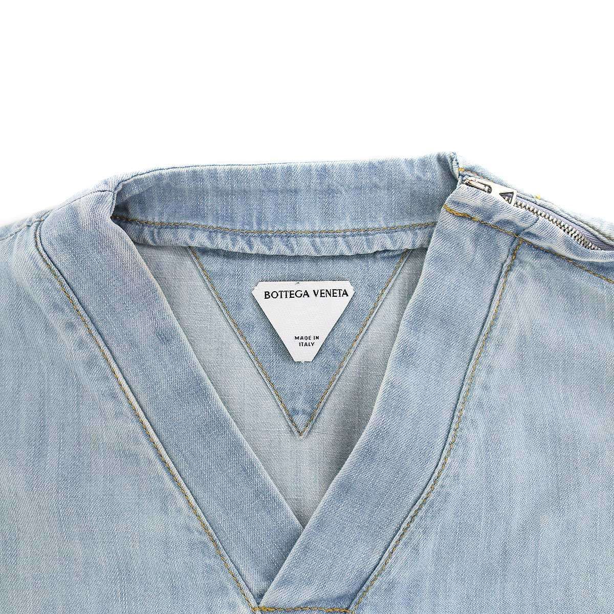 Bottega Veneta Neck Denim T-Shirt Indigo Blue XS — view 3