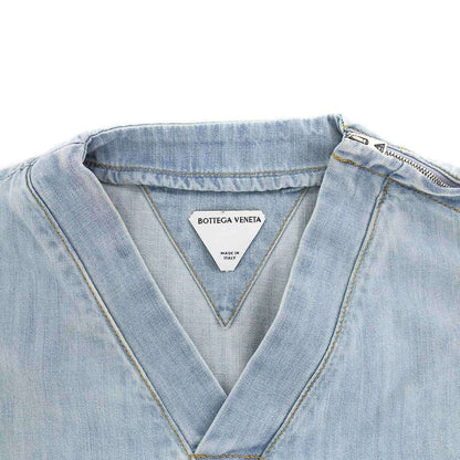 Bottega Veneta Neck Denim T-Shirt Indigo Blue XS — view 3