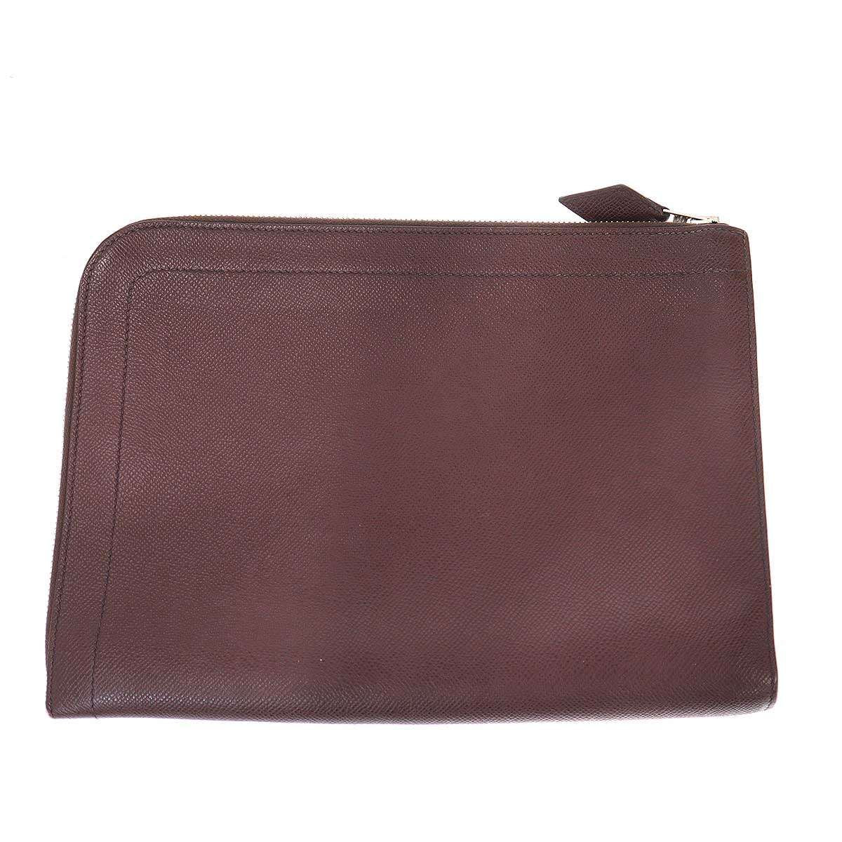 Hermes Zip Tablet Leather Clutch Brown — view 2