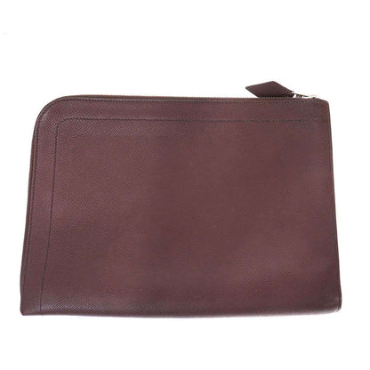 Hermes Zip Tablet Leather Clutch Brown — view 2