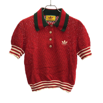Gucci Adidas Short Sleeve Knit Polo Shirt