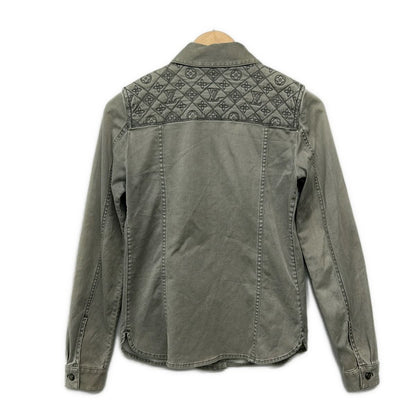Louis Vuitton Long Sleeve Shirt Blouse Gray Denim Monogram Embroidery — view 2