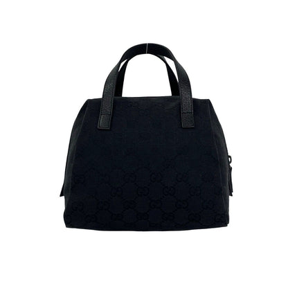 Gucci GG Canvas Handle Leather Mini Boston Bag Tote Black — view 3